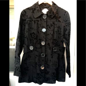 Anthropologie Nick & Mo Black coat velvet flocked